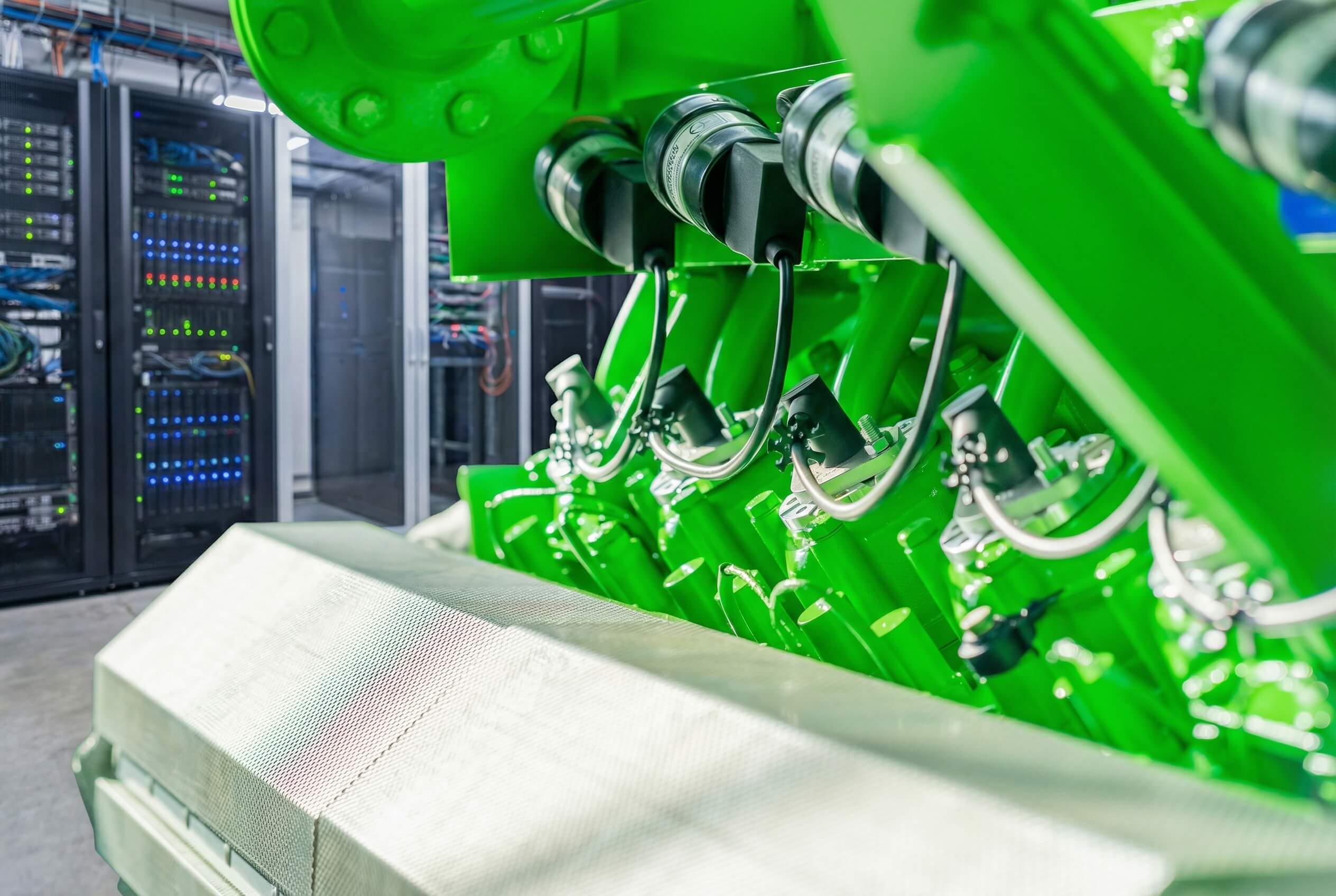 Overhauled gas engine for a combined heat and power plant inside a data center for PowerUP.